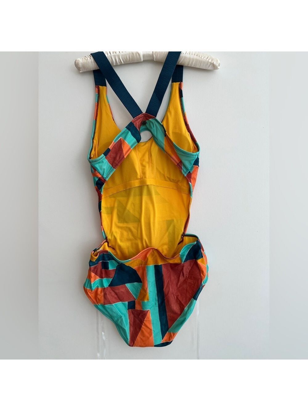 PRANA Neolani One Piece Swimsuit Geometric Pattern Atlantic Seaglass Resortwear - Picture 2 of 16